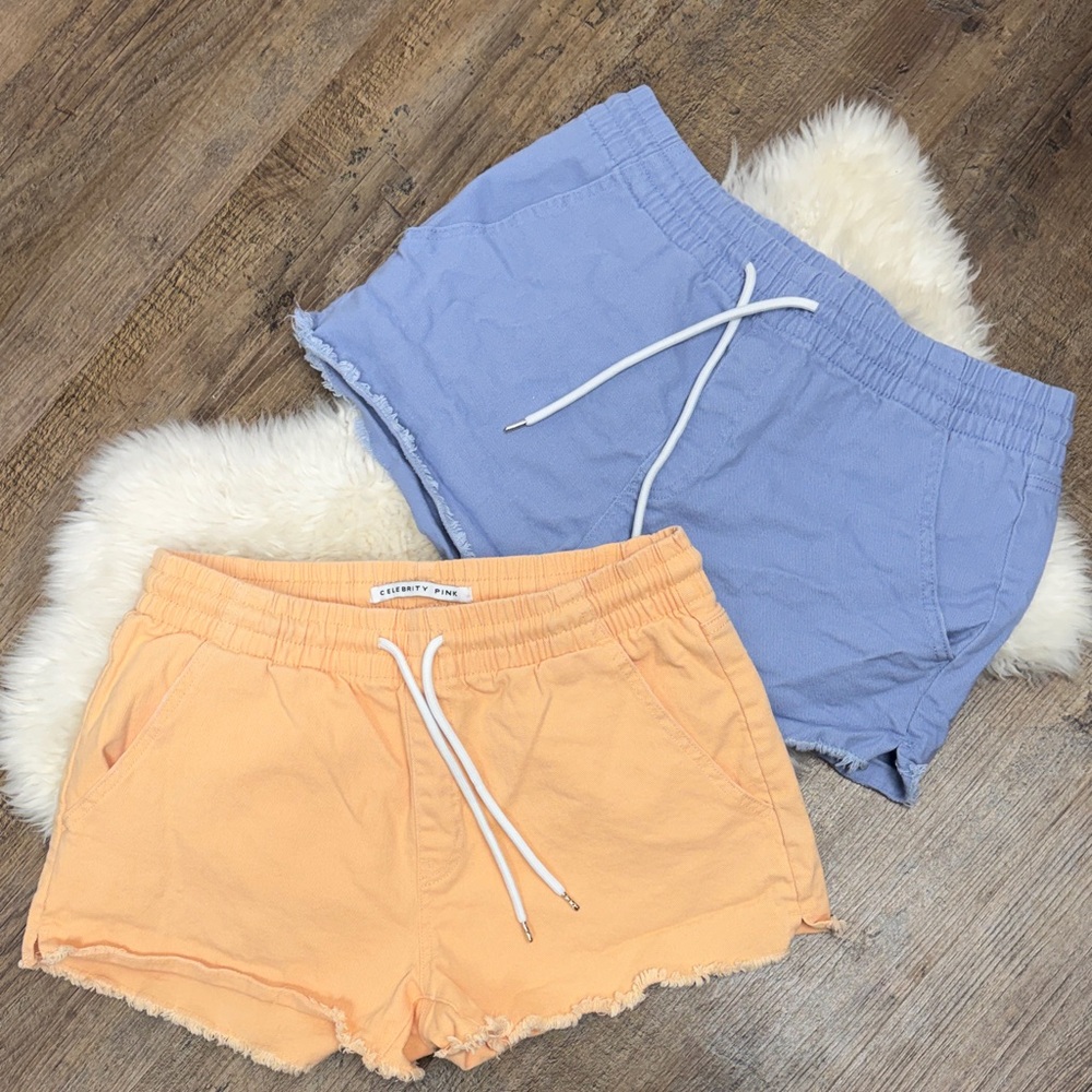 Celebrity Pink Peach and Periwinkle Drawstring Cotton Shorts size Large